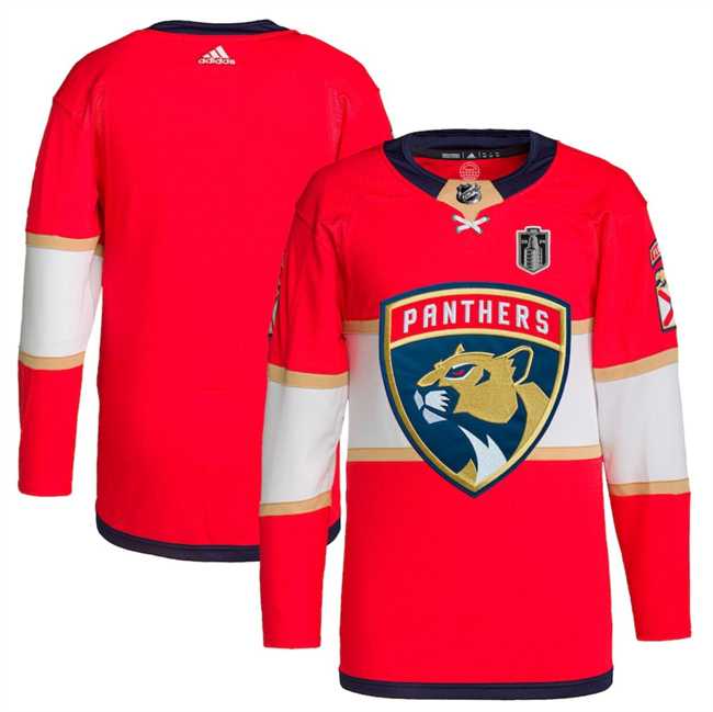 Men%27s Florida Panthers Blank Red 2024 Stanley Cup Final Patch Stitched Jersey Dzhi